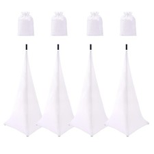 White DJ Speaker Stand Tripod Scrim Cover, 360  Coverage, 4 Pack