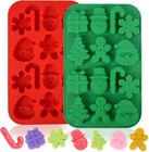 2PCS Christmas Silicone Molds,Chocolate Candy Moulds,3D Xmas Red and Green 