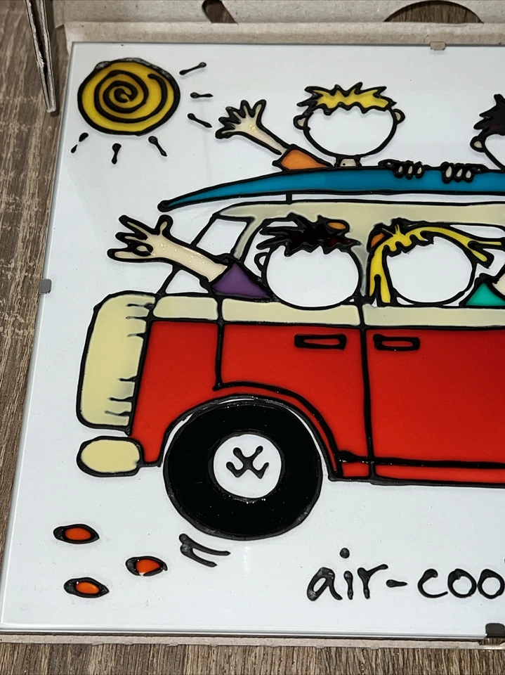 Hand Painted On Glass Clip Frame Family Friends Camper Van Picture "Air Cooled" - Image 3 of 4