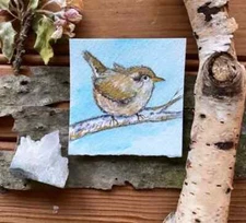 Original Art Watercolor Painting MINI ACEO Bird Wall Home Decor Illustration