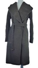 Diane Von Furstenberg Black Coat Wool Long Elegant Wrap Belted Olive T2 Small