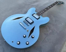 Bone Nut Dave DG-335 Electric Jazz Guitar Semi-Body Glossy Pelham Blue Finished