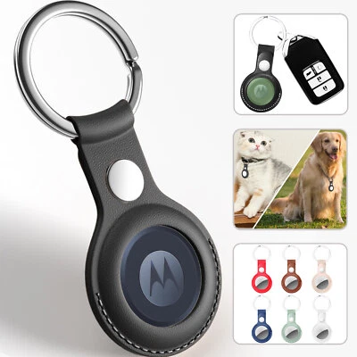 TECHGEAR Moto Tag Case For Motoroal Moto Tag Tracker PU LEATHER Car Key Chain Ring Holder