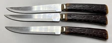 Vtg Westall W Richardson Faux Antler Handle Knives Lot of 3 Sheffield England