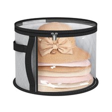 Large Round Hat Storage Box for Women Men Travel Organizer Case w/ DustproofLid.