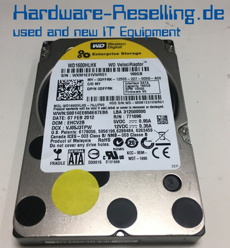 WD VelociRaptor DELL 160GB 2,5" SATA 3Gbps 10KRPM WD1600HLHX-75JJPV0 0DFFRK