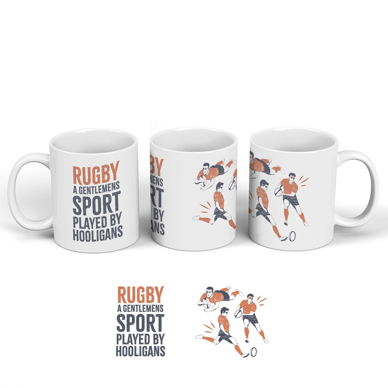 Rugby A Gentlemens Sport Humorous Hobby Typography Ceramic Classic Mug