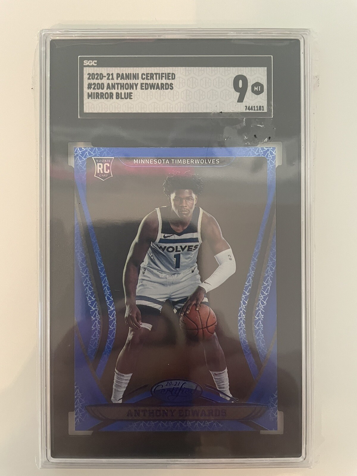 ANTHONY EDWARDS 2020-21 PANINI CERTIFIED MIRROR BLUE ROOKIE RC #200 COLOR MATCH