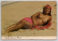 LOVELY HAWAIIAN MAIDEN On Sunny Island Beach by Loye Guthrie - Risqué POSTCARD