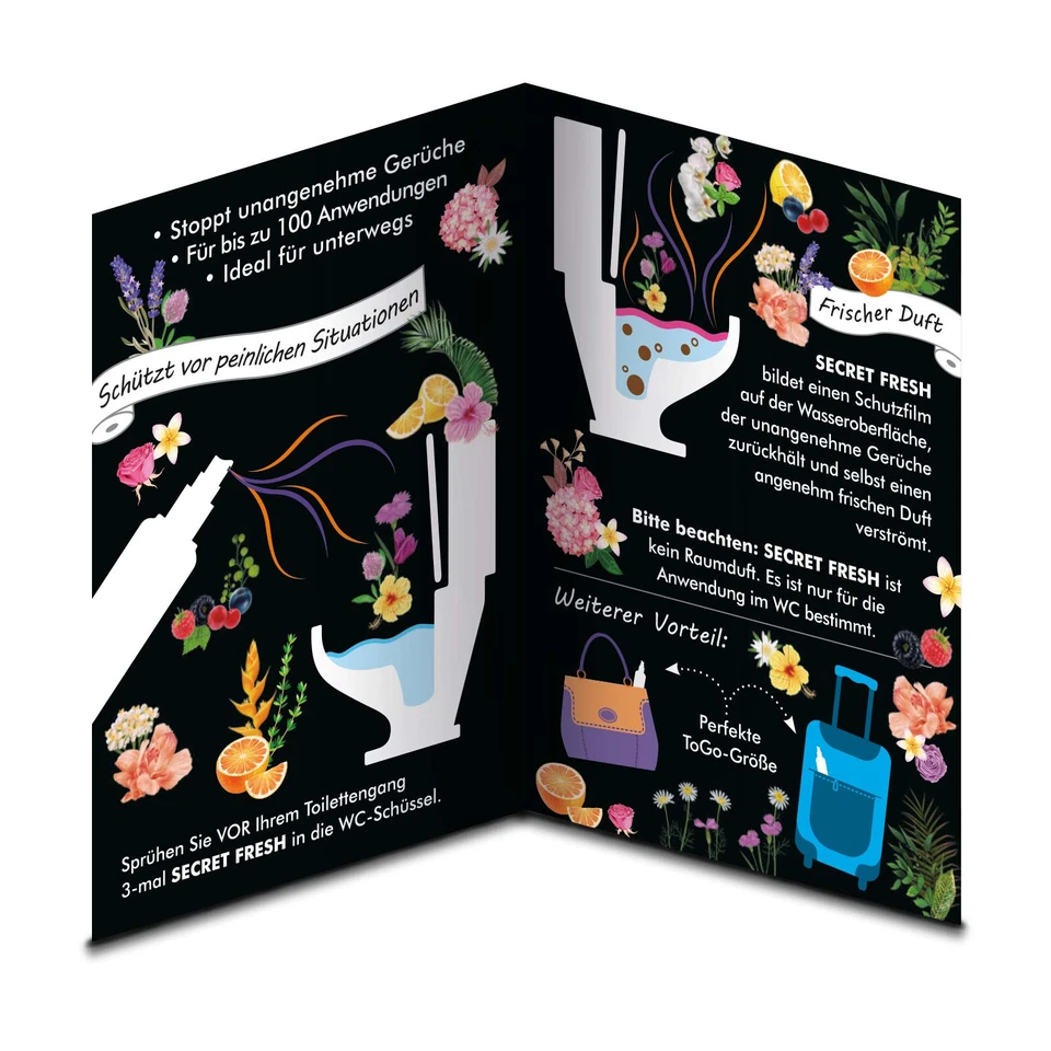 (19,93€/100ml) 3x 50 ml Secret Fresh Toilettenparfum Toilettenspray WC-Parfum - Bild 3 von 4
