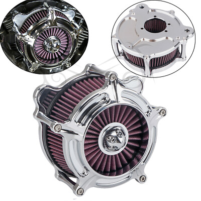 Turbine Chrome Spike Air Cleaner Filter Intake For Harley Fat Bob Softail Deluxe