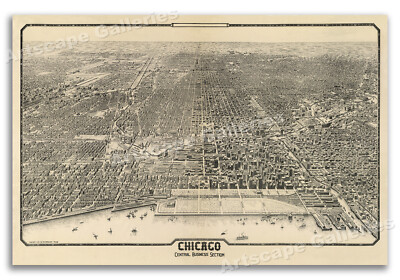 Chicago Illinois 1916 Historic Panoramic Town Map - 16x24
