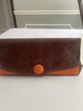 Nwt - Vintage Sabina New York Brown Orange Leather Clutch Style Shoulder Handbag