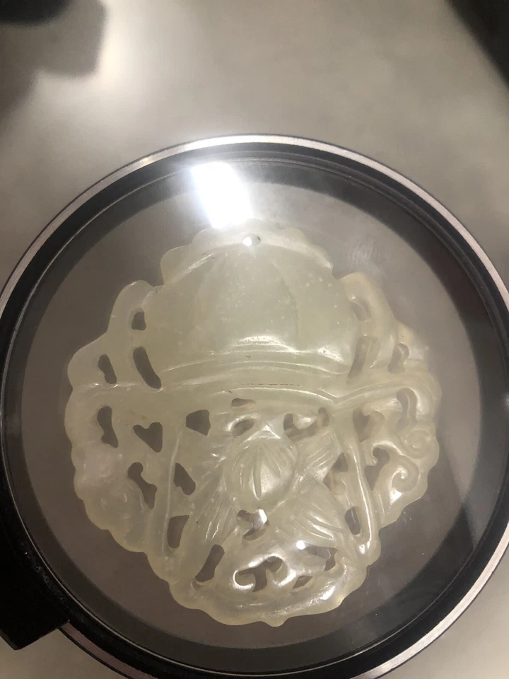 Raro enfeite de pingente de jade branco hetiano chinês antigo muito exclusivo - Imagem 2 de 4