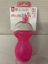 Munchkin 9 oz. Sippy Cups Bite Proof Spill Leak Pink Click Lock
