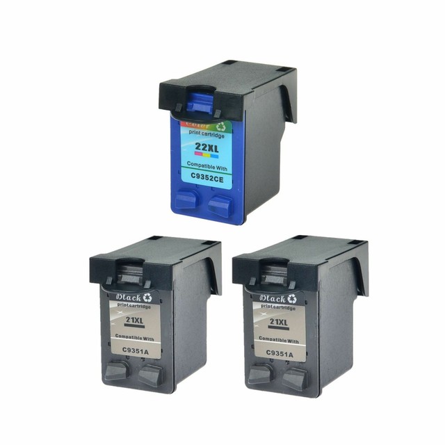 3 Ink Cartridge Fit for 21XL 22XL Black Color HP Deskjet D1360 D1460