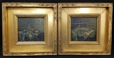 Pair of Signed IMRE GISZINGER Paintings on Board Austrian 1895 - 1935