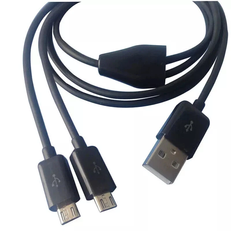 USB 2.0 A to Dual Micro 5Pin Data Charging Cable Y Splitter | Male to Male 1m - Image 4 of 4