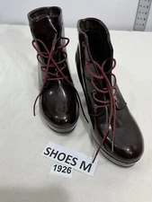 Womans Cathy Jean Burgandy Lace Up Platform Ankle Boots Size 10