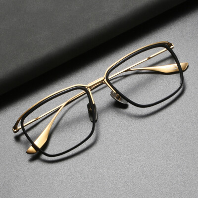 Square Lens Metal & Plate Eyeglasses Full Rim Frame Ultra Light Spectacles