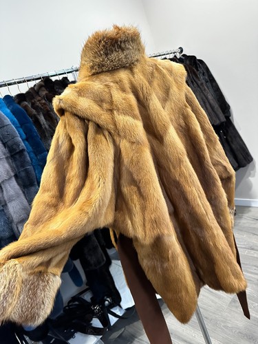 Womens REAL weasel and FOX FUR SIZE 3XL jacket coat 1109857 genuine NEW SALE