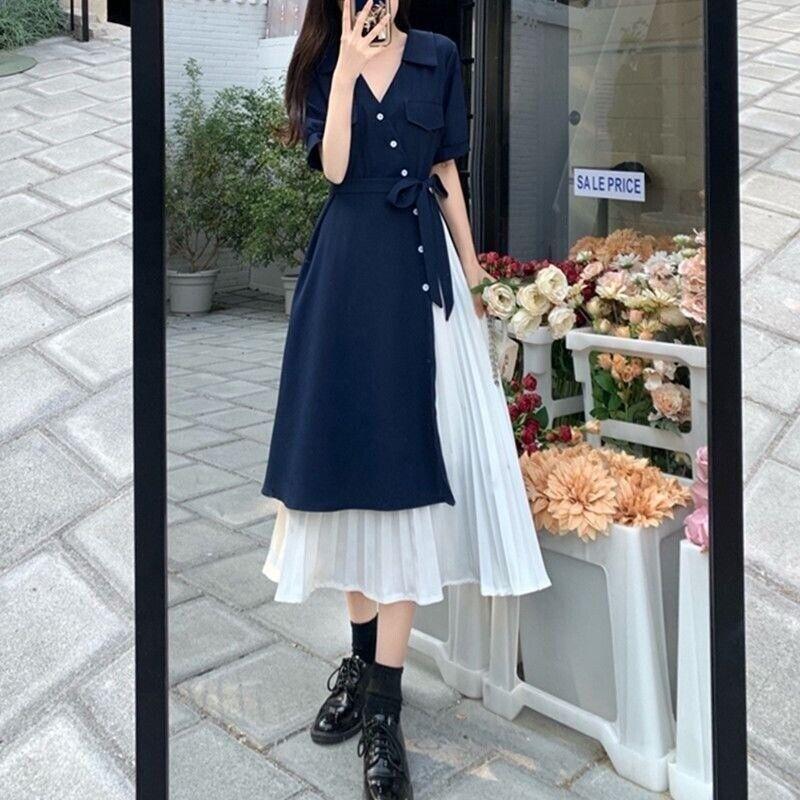 chiffon shirt dress styles Zhyaj Women's Summer Fall Chiffon Mini Shirt Dress Long Sleeve Button Down Pleated Ruched Cinched Waist Flowy Blue Short Dress Slim Fit Business Office Casual Tunic Dress, Blue, S at Amazon Women's