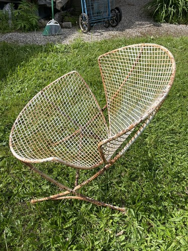 Vintage SALTERINI Orange Slice Clam Shell Patio Set MCM TEMPESTINI Wrought Iron - Picture 16 of 24
