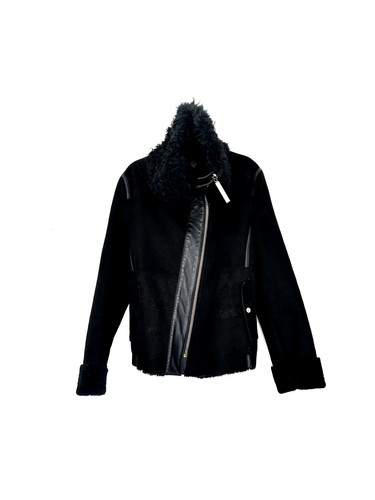 Maison Ullens Leather Shearling Biker Jacket Size S