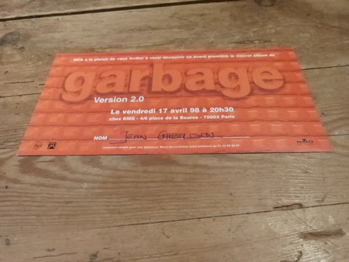 GARBAGE - VERSION 2.0 - ADVANCE LISTENING!!!!! !!!RARE FRENCH VIP PASS