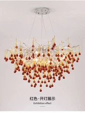 Pink/blue/cognac Crystal Chandelier bedroom living room luxury led ceiling light