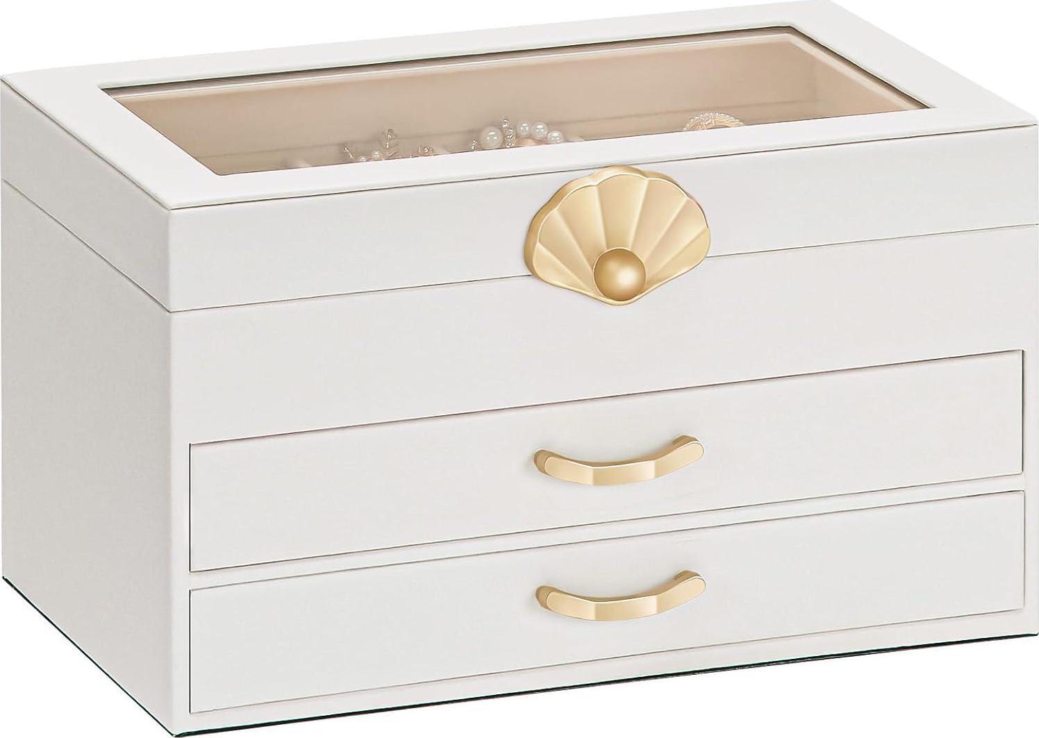 Jewelry Box With 2 Drawers: Jewelry Display Organizer For Earrings Necklaces - |-image