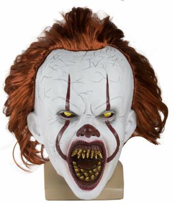 Killer Clown Costume Latex Mask Stephen King's It 2 Joker Scary