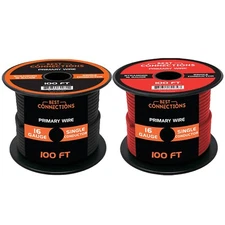 16 Gauge Car Audio Primary Wire 100ft–Red, Black Remote, Power/Ground Electrical