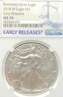 2018 W $1 BURNISHED AMERICAN SILVER EAGLE EARLY RELEASE NGC MS 70