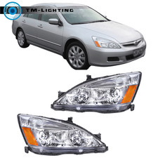 Halogen For 2003-06 2007 Honda Accord Chromeamber Headlight Assembly Leftright