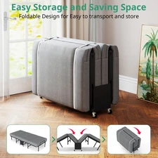 DUJAHMLAND Folding Bed with Mattress Portable Foldable Guest Beds-TWIN SIZE