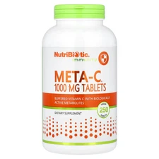 NutriBiotic Meta-C 1000 mg 250 Vegan Tablets Egg-Free, Gluten-Free, Milk-Free,