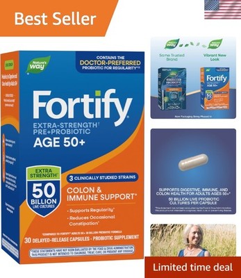 Fortify Extra Strength Probiotic for Adults 50+: 50 Billion CFU for Wellness