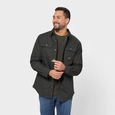 Men’s Jersey-Lined Fire Hose Shirt Jac Rugged Workwear Comfort Jacket, Black