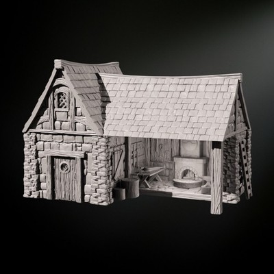 Tabletop Gelände Gebäude Kleine Schmiede Mittelalter Unbemalt 28mm
