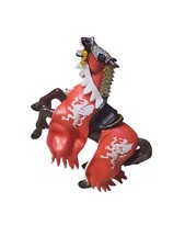 Papo Medieval Battle Horse 4x5  Red Cloak White Dragons Armour Model Horse Toy