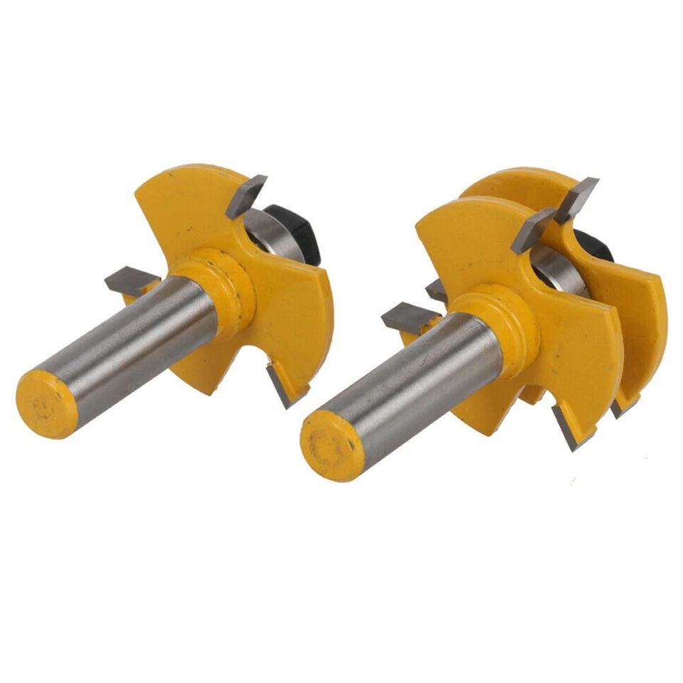 Kit Tongue & Groove Router Bit 1/2" Shank T-shape 3-teeth Wood Milling Cutter Hb - Image 2 of 4