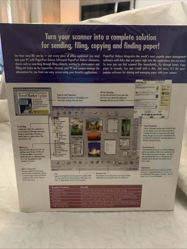 Vintage 1990 NOS PaperPort Deluxe by Visioneer Inc Windows 95 NT Factory Sealed - Image 4 of 4