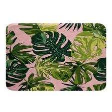 Palm Leaf Bathroom Rug Mat Hawaiian Tropical Leaves Non-Slip Absorbent Bath M...