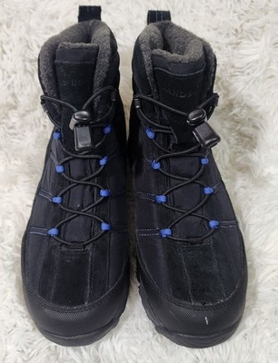 Womens Insulated Black & Blue Winter Boots With Faux Fur Lining Lace-Up Closure