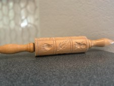 Vintage W. Germany carved wood cookie shortbread springerle rolling pin mold