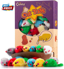36PCS 4.1'' Furry Cat Toy Mice Rattle Small Mouse Kitten Interactive Play Assort