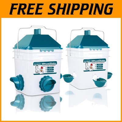 Rain-Proof Poultry Feeder & Waterer Combo