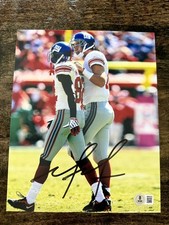 Mario Manningham Signed  8X10 PHOTO - (Beckett) Pictured w/Eli Manning Giants