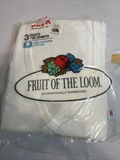 VTG Fruit of The Loom 3 Pack Men V Neck T-Shirt XLarge Undershirt 1984 USA